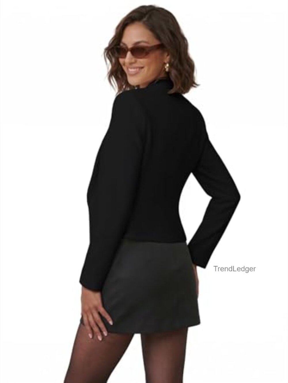 Casual Work Office Blazer Open Front Shawl Collar Long Sleeve Jacket - Picture 2 of 7